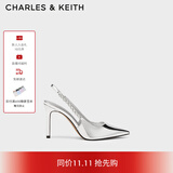 CHARLES&KEITH质感链条尖头高跟凉鞋子女鞋生日礼物送女友CK1-60280377 Silver银色 37 (235)