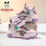巴布豆（BOBDOG）童鞋冬款高帮儿童运动鞋女童保暖二棉鞋106555006樱花粉/藕荷紫30