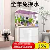 森森（SUNSUN）鱼缸水族箱含鱼缸过滤器灯大型金鱼缸 珍珠白 时尚款0.6米长34.6cm宽底滤 带棉+滤材