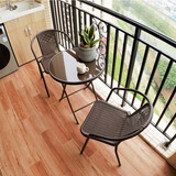 紫叶（ziye）阳台桌椅三件套户外桌椅仿藤椅小茶几组合铁艺休闲简约阳台小桌椅