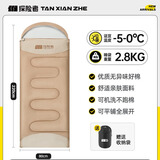 探险者睡袋成人户外大人加厚防寒春秋冬季露营单人双人被子两用款 卡其色2.8KG-送收纳袋