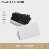 CHARLES&KEITH质感菱格链条小方钱包女包包女包生日礼物CK6-10680924 Black黑色 XS