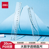 得力（deli）透明20cm学生直尺 高考中考考试绘图制图波浪边尺子  单个装开学文具