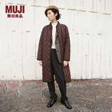 无印良品（MUJI）女式 可水洗绗缝大衣外套女款棉服冬菱格棉衣中长款女装 BD0YVA4A 深棕色 L (165/88A)