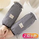 咕咕象（guguxiang）格子花边手袖套女士工作办公室防脏套袖上班耐脏护袖厨房干活专用 黑色花边格子袖套（32559）