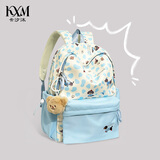 卡汐沐 书包女初高中生ins风2025新款大学生小熊上课背包大容量双肩包 蓝色大号【送黄油小熊挂件】