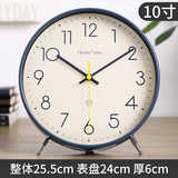 曲彤台式钟摆石英大摆钟客厅摆台座钟桌面静音钟表摆放式台钟时钟摆件 简约蓝-10寸