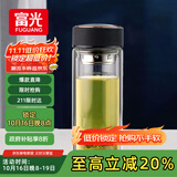 富光男女士双层玻璃杯 高硼硅玻璃304茶隔水杯子 带茶隔泡茶杯500ml