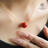 《禧欢》天然南红玛瑙锁骨链单珠项链女款吊坠转运珠送女友礼物 禧欢 南红单珠赠银链（含鉴定证书）