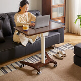 家逸升降电脑桌电竞书桌实木可折叠床边桌带轮可移动学习桌办公桌子