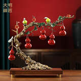 大明铜匠铜五福葫芦喜鹊招财摆件家居客厅玄关电视柜装饰乔迁之喜搬家礼物