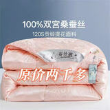高端家纺蚕丝被100%桑蚕丝春秋被冬季加厚保暖被芯冬被子母被夏被 浪漫玉色 【8斤冬被-200*230】