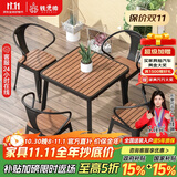 铁元帅阳台户外桌椅组合室外家具铁艺小茶几简约休闲庭院露台花园桌椅套 黑色方桌75*75*75(一桌4椅) 