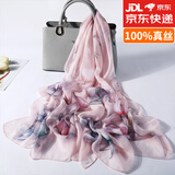 达芬奇密码丝巾高档100%纯真丝围巾女春秋披肩 节日生日送女性送长辈礼物 芳亭幽兰