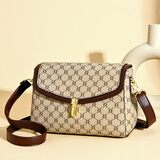 路易生活 LOUIS'S LIFE女包2025新款时尚印花小方包通勤百搭妈妈包中年款单肩斜挎包 菱形卡其