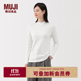 无印良品（MUJI）女式 起毛罗纹编织半高领长袖T恤 上衣打底衫女款内搭春秋女装 白色 5A L （165/88A）