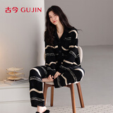 古今（GUJIN）开衫半边绒睡衣女家居服睡裤可外穿加绒针织毛衣珊瑚绒保暖套装