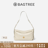 BAGTREE【明星同款】包包树奶盒包植鞣皮单肩斜挎腋下通勤Hobo枕头女士包 皎月白-中号【磁吸拉链款】 高级小众