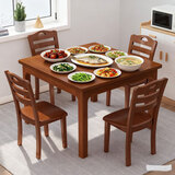 鹤升实木腿餐桌家用4人吃饭桌酒店食堂出租房餐厅正方形餐桌椅组合 【实木腿单桌】樱桃色60*60*75CM