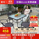 紫叶（ziye）户外阳台桌椅 休闲庭院座椅室外花园餐桌椅 简约现代 铁艺家具 4【椅】+1【 80×80方桌】