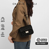 CHARLIE&KELLI CK品牌包包女包单肩包女上班通勤菱格链条小方包斜挎女生日礼物 黑色【代写贺卡 品牌礼袋】