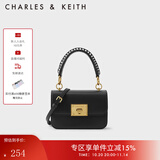 CHARLES&KEITH复古编织拎手提包斜挎包单肩包包女包生日礼物CK2-50781528 Black黑色 S