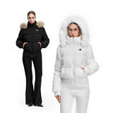 FDR官方店 R字毛领连帽羽绒服男女秋冬季加厚保暖面包服外套 白色(修身版) [可拆卸毛领] S