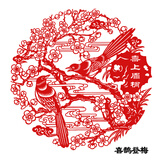 燕云州2027羊年蔚县剪纸成品手工窗花玻璃贴纸福字门贴装饰贴画新年春节 喜鹊登梅（2张） 直径约30cm