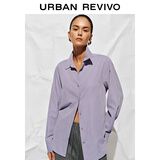 UR2025冬季新款女装简约通勤气质风长袖开襟衬衫UWB250002 淡紫 S
