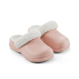 朴西知晤防水棉拖鞋女秋冬季厚底防滑加绒棉拖后跟带款 桃沙粉  37-38