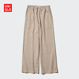 优衣库女装麻混纺松紧长裤/休闲裤473791 32 深米色 M /160/66A