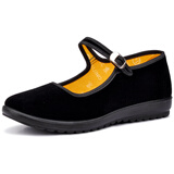 仟鸿福老北京布鞋女平跟平底酒店宾馆工作鞋黑色舞蹈单鞋舒适软底妈妈鞋 新平 黑色 37