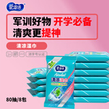 爱恩倍清凉湿巾10抽*8包户外运动止汗降温清凉贴冰爽凉感防暑必备便携装