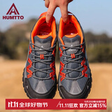 悍途透气登山鞋低帮防滑耐磨爬山鞋四季网面新款舒适减震户外徒步鞋 深灰/桔色609-男 40