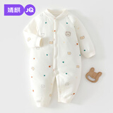 婧麒（JOYNCLEON）秋冬婴儿连体衣新生男女宝宝夹棉衣服无骨哈衣爬服小月龄睡衣 小熊头【40g棉连体衣】 59cm  【1-3月建议体重3.5-6.9kg】