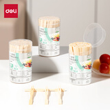 得力（deli）水果叉一次性叉子月饼蛋糕竹制加厚点心叉外卖打包环保木叉100支