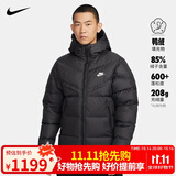 耐克NIKE羽绒服男短款连帽SF WR 650-D FLD外套FB8178-010黑L