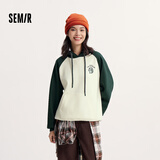 森马（Semir）[商场同款]中国国家地理系列卫衣女图案2024新款加绒宽松冬装 白绿色调00314 S