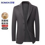 罗蒙羊毛双面呢西服男秋冬季休闲外套单西双面尼毛呢大衣男士西装上衣