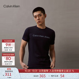 Calvin KleinJeans夏季男女情侣中性年轻ck多色印花透气修身短袖T恤J320931 CHW-深邃蓝 M （推荐130-145斤）