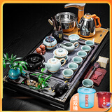瓷牌茗茶具 茶具套装茶盘电磁炉烧水壶一体桌自动上水烧水壶茶台茶桌整套 哥窑竹韵大套装+茶字流水四合一