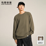 马克华菲男装潮牌春秋休闲宽松圆领街头情侣简约长袖卫衣 燕麦 XL