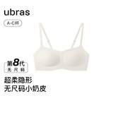 ubras虞书欣同款无尺码小奶皮轻褶低领薄隐形无痕透气文胸罩内衣女