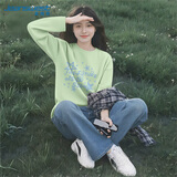 真维斯（Jeanswest）纯棉长袖t恤女春季2026新款oversize上衣小个子宽松内搭打底衫