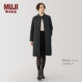 无印良品（MUJI）女式 可水洗绗缝大衣外套女款棉服冬菱格棉衣中长款女装 BD0YVA4A 黑色 S (155/80A)