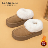 拉夏贝尔（La Chapelle）女鞋雪地靴女冬季加绒加厚保暖东北棉鞋女-1013-1 卡其色 39 