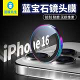 蓝猩先生 适用苹果16pro/16promax镜头膜iPhone16pro后置摄像头蓝宝石膜 高清耐磨耐刮-炫彩色 