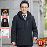 北极绒羽绒服男中老年脱卸款加厚保暖老年人外套男装冬爸爸装活里活面 0123-黑色 2XL 【可穿140-155斤】