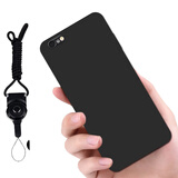 驰汉牌  适用苹果iPhone6/6s Plus手机壳保护套全包防摔磨砂个性卡通男女款软壳 黑色+挂绳 iPhone 6/6s 4.7英寸