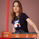 FILA 斐乐女装官方女士短袖T恤夏季休闲运动内搭t恤运动上衣 传奇蓝-F11W118151F L （170/88A/L）